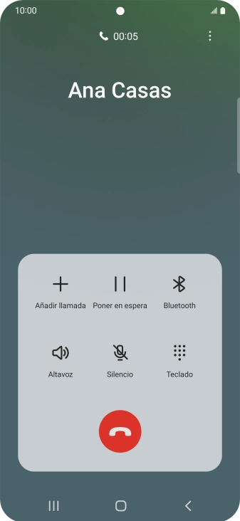 Pulsa el icono de finalizar llamada. Pulsa el icono de finalizar llamada.