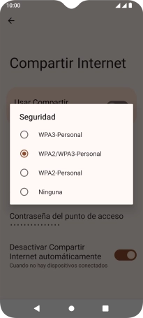 Pulsa WPA3-Personal para proteger la conexión wifi con una contraseña. Pulsa WPA3-Personal para proteger la conexión wifi con una contraseña.