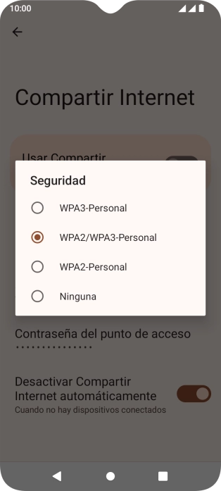 Pulsa WPA3-Personal para proteger la conexión wifi con una contraseña. Pulsa WPA3-Personal para proteger la conexión wifi con una contraseña.