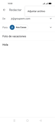 Pulsa Adjuntar archivo y desplázate a la carpeta deseada. Pulsa Adjuntar archivo y desplázate a la carpeta deseada.