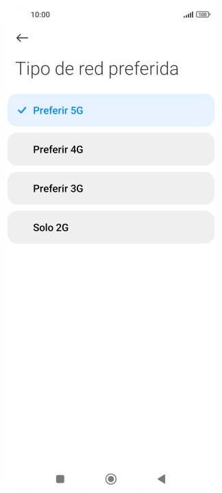 Pulsa el tipo de red deseado. Pulsa el tipo de red deseado.