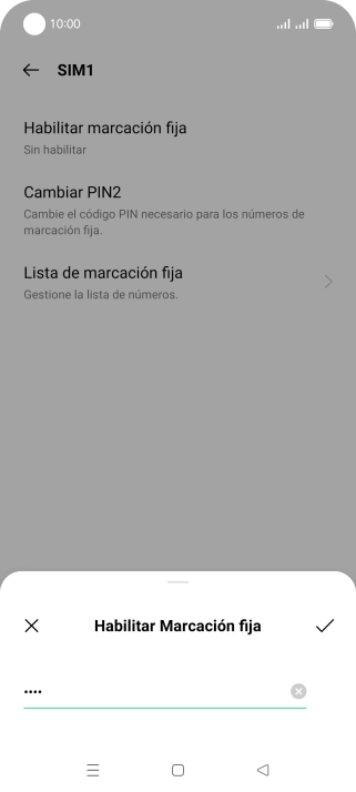 Introduce el código PIN2 y pulsa el icono de aceptar. Introduce el código PIN2 y pulsa el icono de aceptar.