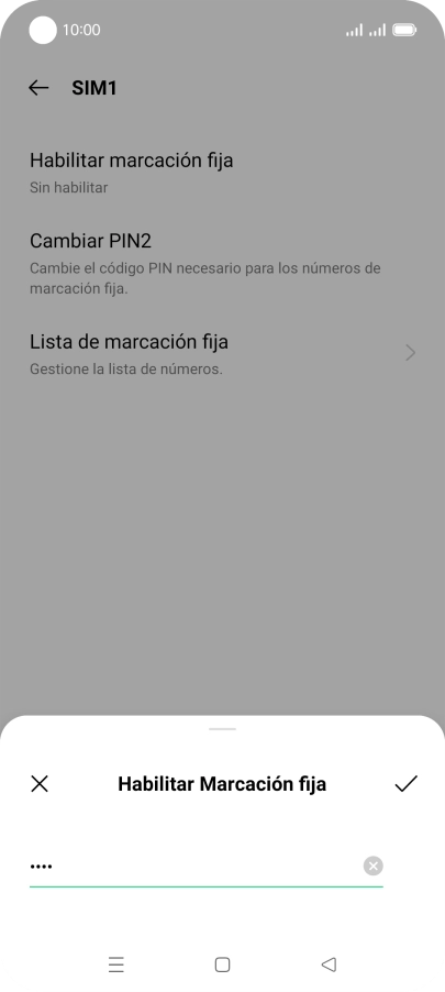 Introduce el código PIN2 y pulsa el icono de aceptar. Introduce el código PIN2 y pulsa el icono de aceptar.