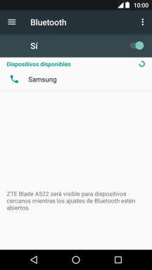 Pulsa el dispositivo Bluetooth deseado y sigue las indicaciones de la pantalla para vincular el dispositivo al teléfono. Pulsa el dispositivo Bluetooth deseado y sigue las indicaciones de la pantalla para vincular el dispositivo al teléfono.