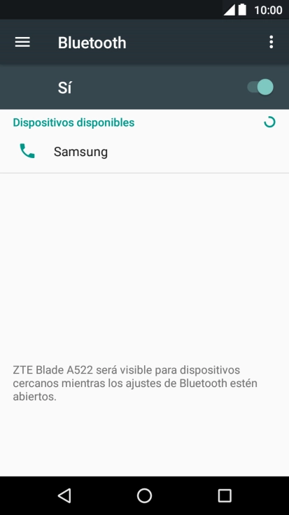 Pulsa el dispositivo Bluetooth deseado y sigue las indicaciones de la pantalla para vincular el dispositivo al teléfono. Pulsa el dispositivo Bluetooth deseado y sigue las indicaciones de la pantalla para vincular el dispositivo al teléfono.