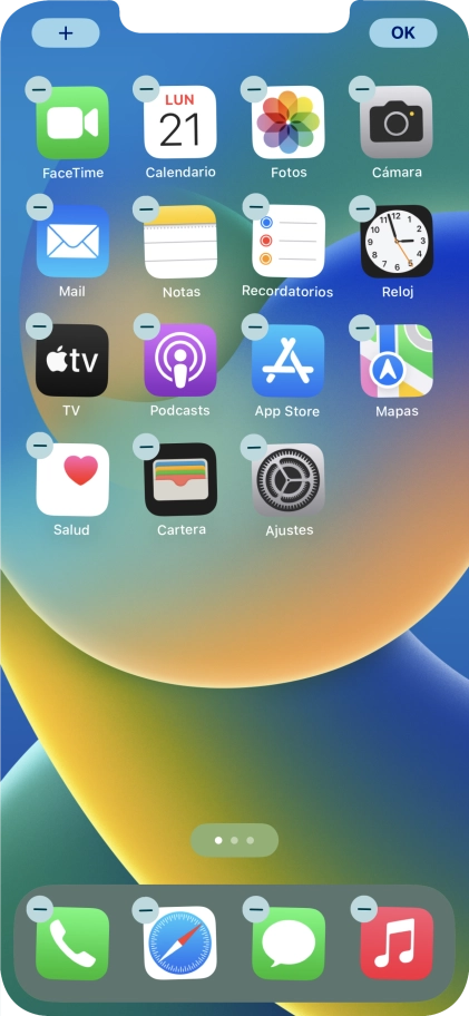 Pulsa el icono de página de pantalla de inicio. Pulsa el icono de página de pantalla de inicio.