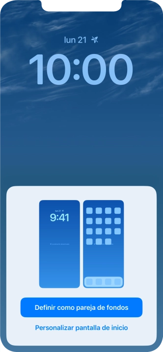 Si deseas utilizar el mismo tema de color en la pantalla de inicio, pulsa Definir como pareja de fondos. Si deseas utilizar el mismo tema de color en la pantalla de inicio, pulsa Definir como pareja de fondos.