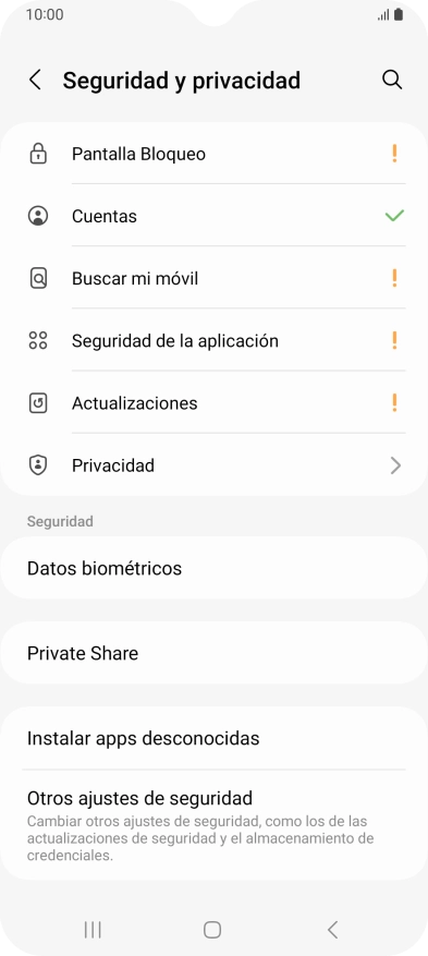 Pulsa Otros ajustes de seguridad. Pulsa Otros ajustes de seguridad.