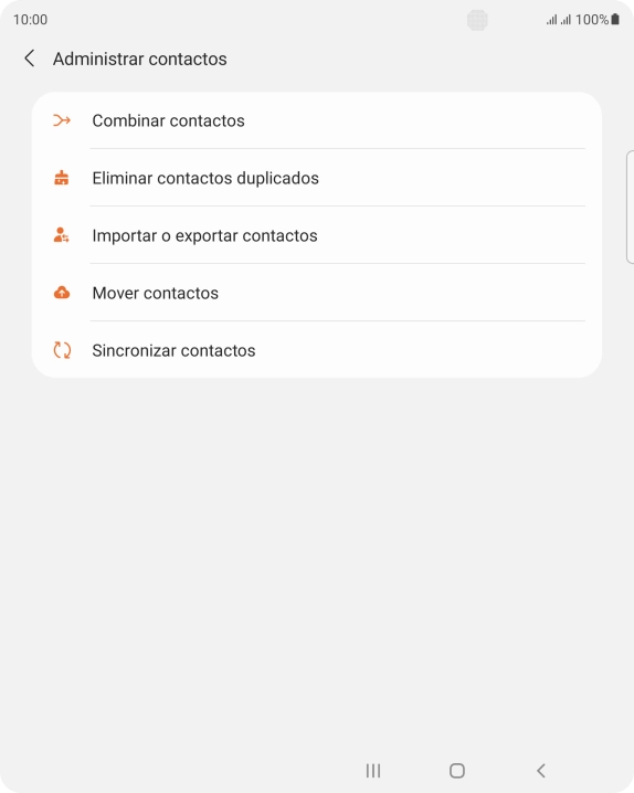 Pulsa Importar o exportar contactos. Pulsa Importar o exportar contactos.