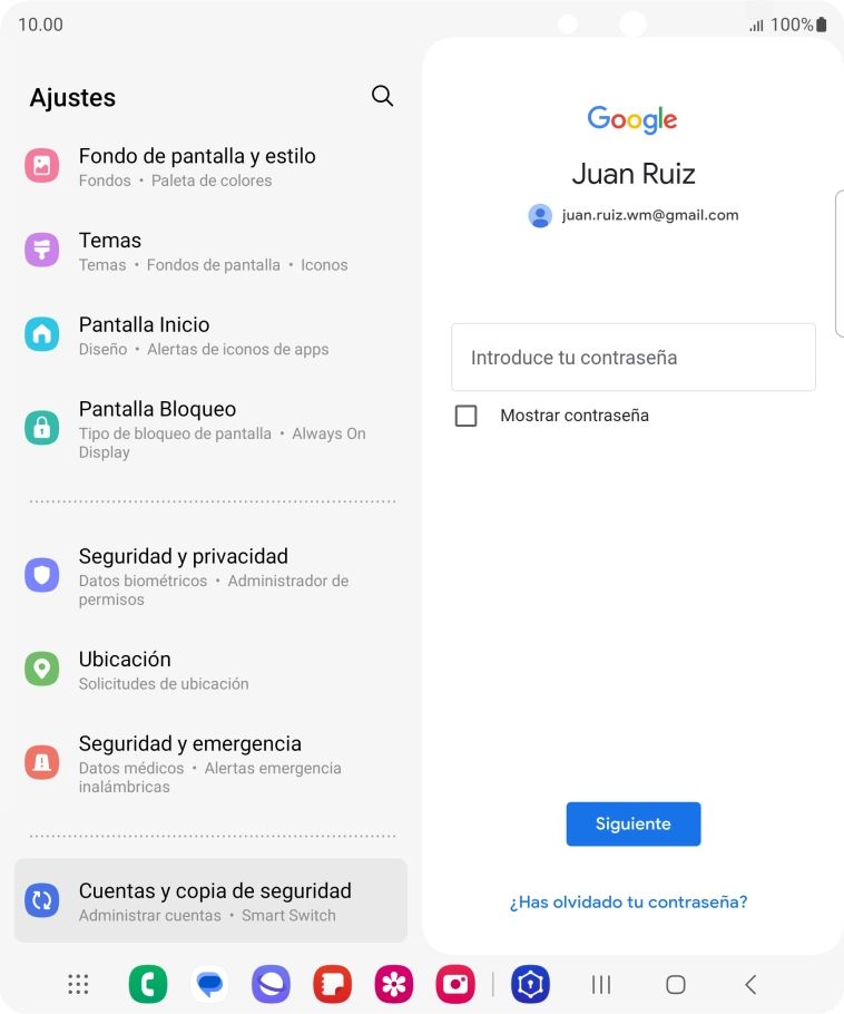 Pulsa Introduce tu contraseña e introduce la contraseña de tu cuenta de Google. Pulsa Introduce tu contraseña e introduce la contraseña de tu cuenta de Google.