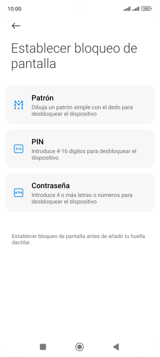Pulsa el código de seguridad deseado. Pulsa el código de seguridad deseado.