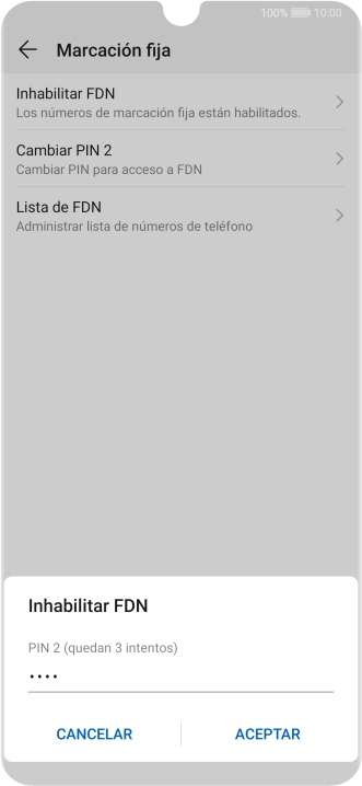 Introduce el código PIN2 y pulsa ACEPTAR. Introduce el código PIN2 y pulsa ACEPTAR.
