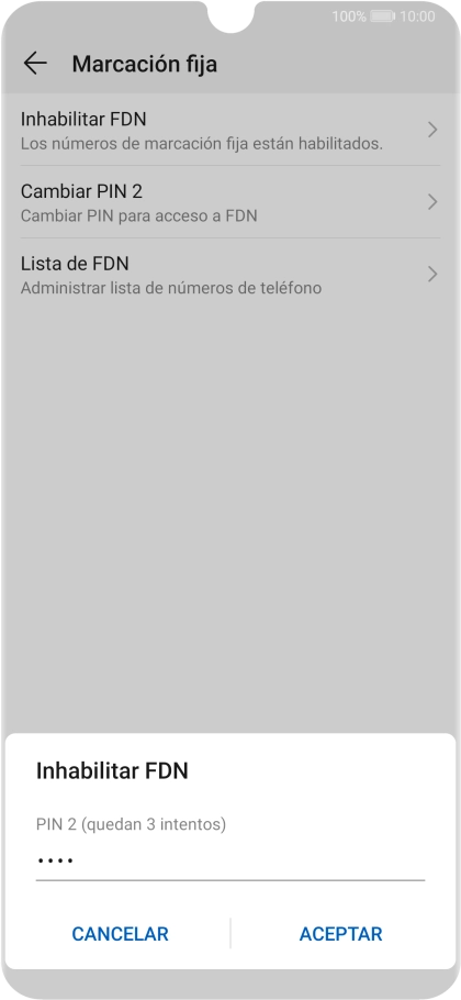 Introduce el código PIN2 y pulsa ACEPTAR. Introduce el código PIN2 y pulsa ACEPTAR.