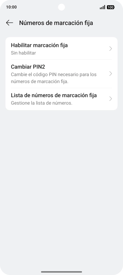 Pulsa Habilitar marcación fija. Pulsa Habilitar marcación fija.