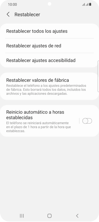 Pulsa Restablecer valores de fábrica. Pulsa Restablecer valores de fábrica.