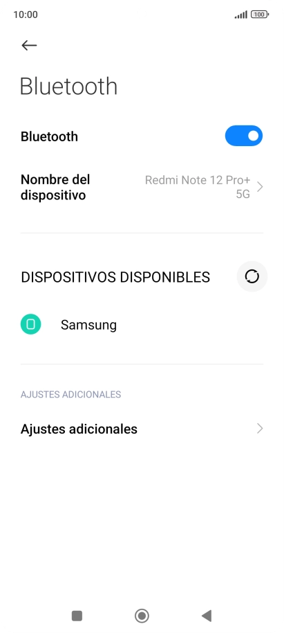 Pulsa el dispositivo Bluetooth deseado y sigue las indicaciones de la pantalla para vincular el dispositivo al teléfono. Pulsa el dispositivo Bluetooth deseado y sigue las indicaciones de la pantalla para vincular el dispositivo al teléfono.