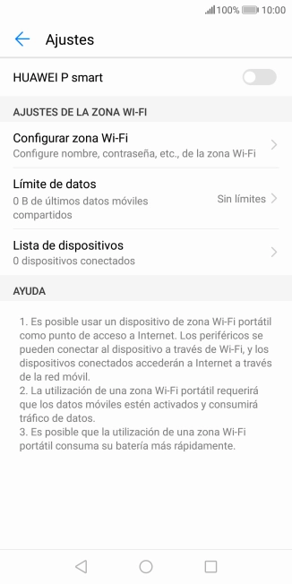 Pulsa Configurar zona Wi-Fi. Pulsa Configurar zona Wi-Fi.