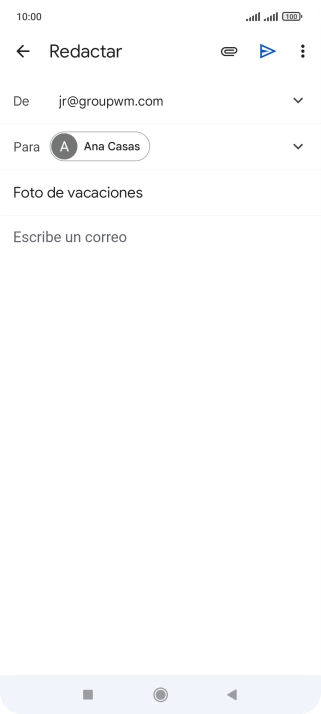 Pulsa en el campo de escritura y escribe el texto del correo electrónico. Pulsa en el campo de escritura y escribe el texto del correo electrónico.