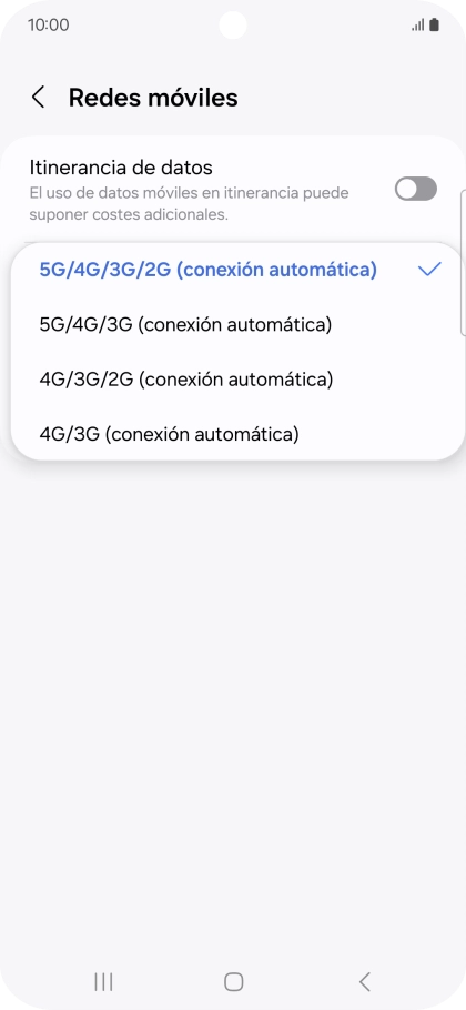 Pulsa el tipo de red deseado. Pulsa el tipo de red deseado.