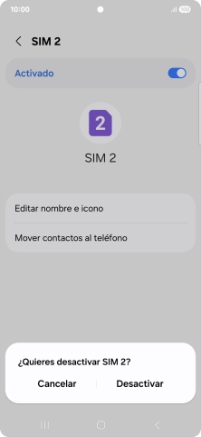 Si deseas activar el uso de la línea móvil (SIM), pulsa Desactivar. Si deseas activar el uso de la línea móvil (SIM), pulsa Desactivar.