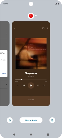 Para cerrar una sola aplicación en ejecución, desliza el dedo hacia arriba sobre la aplicación deseada. Para cerrar una sola aplicación en ejecución, desliza el dedo hacia arriba sobre la aplicación deseada.