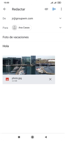 Pulsa el icono de envío cuando termines de escribir el correo electrónico. Pulsa el icono de envío cuando termines de escribir el correo electrónico.