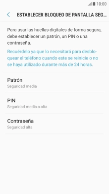Pulsa la opción deseada y sigue las indicaciones de la pantalla para crear un código de seguridad del teléfono adicional. Pulsa la opción deseada y sigue las indicaciones de la pantalla para crear un código de seguridad del teléfono adicional.