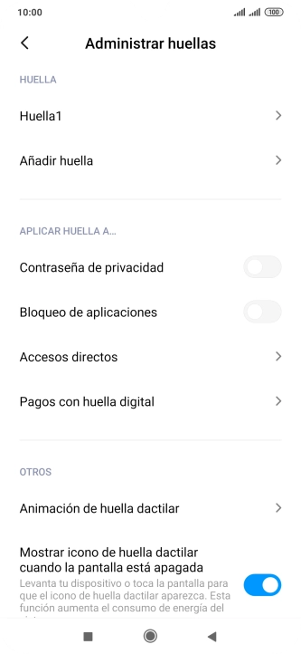 Pulsa el indicador junto a los ajustes deseados para activarlos o desactivarlos. Pulsa el indicador junto a los ajustes deseados para activarlos o desactivarlos.
