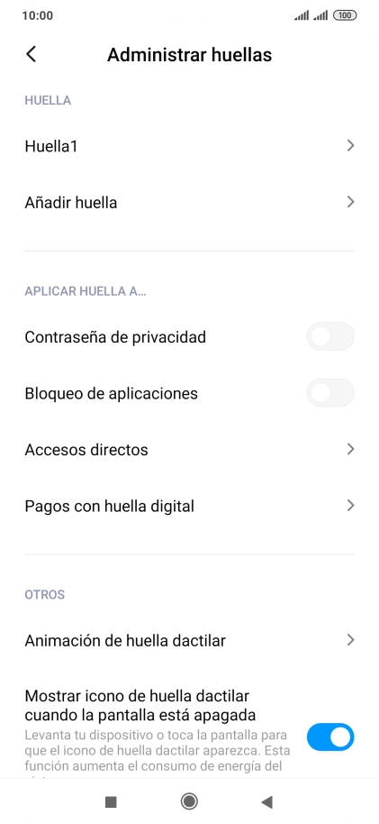 Pulsa el indicador junto a los ajustes deseados para activarlos o desactivarlos. Pulsa el indicador junto a los ajustes deseados para activarlos o desactivarlos.