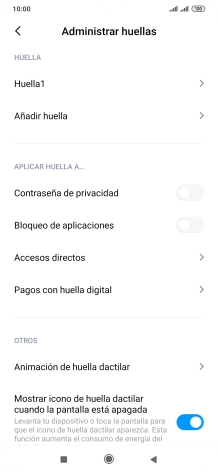Pulsa el indicador junto a los ajustes deseados para activarlos o desactivarlos. Pulsa el indicador junto a los ajustes deseados para activarlos o desactivarlos.
