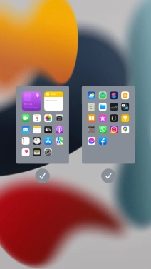 Pulsa en los campos bajo las páginas deseadas de la pantalla de inicio para activar o desactivar la visualización de páginas. Pulsa en los campos bajo las páginas deseadas de la pantalla de inicio para activar o desactivar la visualización de páginas.