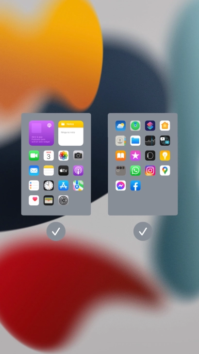 Pulsa en los campos bajo las páginas deseadas de la pantalla de inicio para activar o desactivar la visualización de páginas. Pulsa en los campos bajo las páginas deseadas de la pantalla de inicio para activar o desactivar la visualización de páginas.