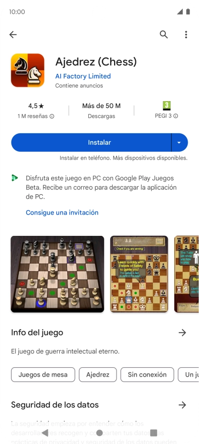 Pulsa Instalar y sigue las indicaciones de la pantalla para instalar la app. Pulsa Instalar y sigue las indicaciones de la pantalla para instalar la app.