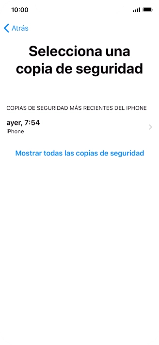 Pulsa la copia de seguridad deseada y espera mientras el teléfono restaura el contenido anterior de la copia de seguridad seleccionada. Sigue a continuación las indicaciones de la pantalla para configurar el teléfono y dejarlo listo para su utilización. Pulsa la copia de seguridad deseada y espera mientras el teléfono restaura el contenido anterior de la copia de seguridad seleccionada. Sigue a continuación las indicaciones de la pantalla para configurar el teléfono y dejarlo listo para su utilización.