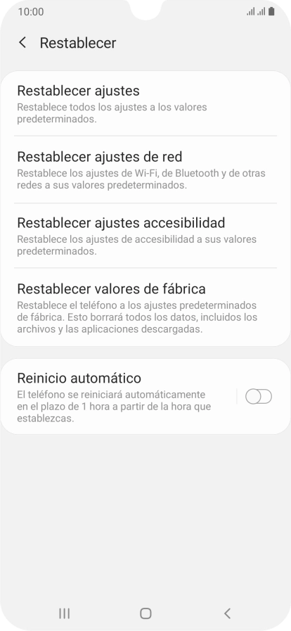 Pulsa Restablecer valores de fábrica. Pulsa Restablecer valores de fábrica.