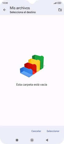 Si deseas crear una nueva carpeta, pulsa el icono de nueva carpeta y sigue las indicaciones de la pantalla para crearla. Si deseas crear una nueva carpeta, pulsa el icono de nueva carpeta y sigue las indicaciones de la pantalla para crearla.