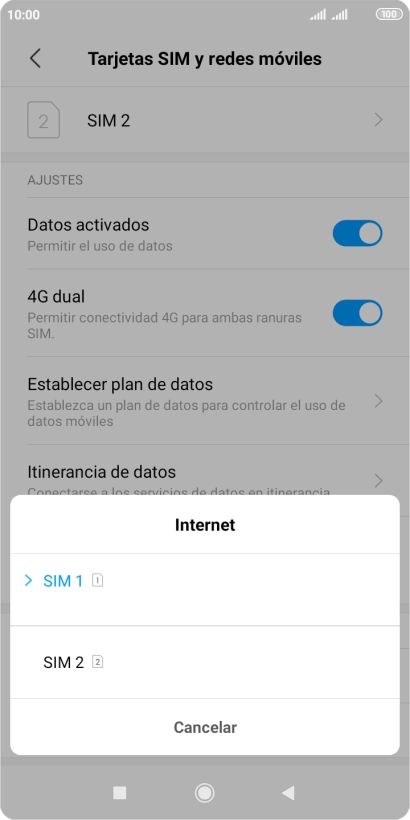 Pulsa la tarjeta SIM deseada. Pulsa la tarjeta SIM deseada.