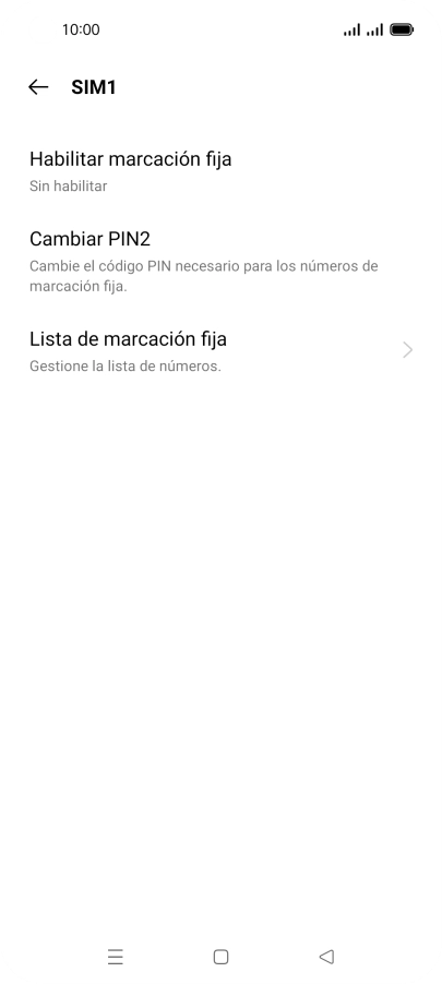 Pulsa Habilitar marcación fija. Pulsa Habilitar marcación fija.