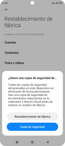 Pulsa Restablecimiento de fábrica. Pulsa Restablecimiento de fábrica.