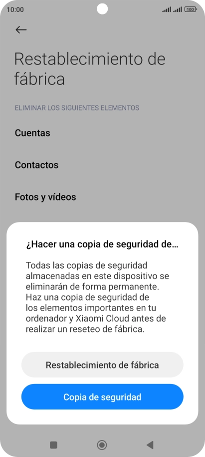 Pulsa Restablecimiento de fábrica. Pulsa Restablecimiento de fábrica.