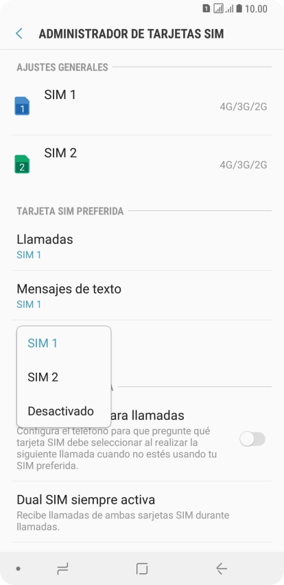 Pulsa el ajuste deseado. Pulsa el ajuste deseado.