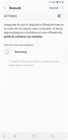 Pulsa el dispositivo Bluetooth deseado y sigue las indicaciones de la pantalla para vincular el dispositivo al teléfono. Pulsa el dispositivo Bluetooth deseado y sigue las indicaciones de la pantalla para vincular el dispositivo al teléfono.