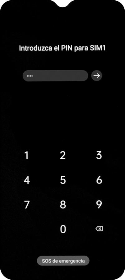 Si lo solicita el teléfono, introduce el código PIN y pulsa la flecha hacia la derecha. Si lo solicita el teléfono, introduce el código PIN y pulsa la flecha hacia la derecha.