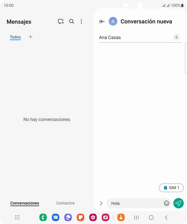 Pulsa el icono de envío cuando termines de escribir el mensaje corto. Pulsa el icono de envío cuando termines de escribir el mensaje corto.