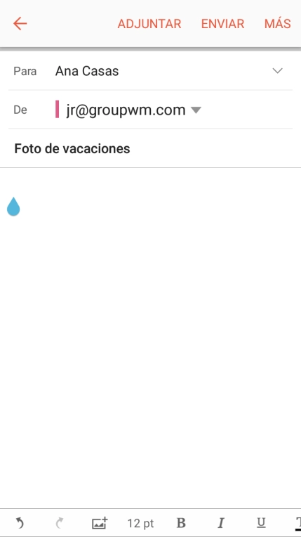 Pulsa en el campo de escritura y escribe el texto del correo electrónico. Pulsa en el campo de escritura y escribe el texto del correo electrónico.