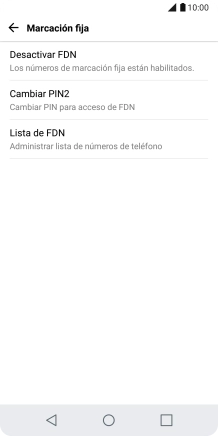 Pulsa Desactivar FDN para desactivar la marcación fija. Pulsa Desactivar FDN para desactivar la marcación fija.