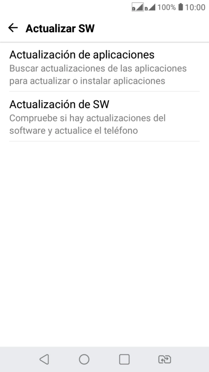 Pulsa Actualización de SW. Si hay una versión de software nueva disponible, aparecerá ahora en la pantalla. Sigue las indicaciones de la pantalla para actualizar el software del teléfono. Pulsa Actualización de SW. Si hay una versión de software nueva disponible, aparecerá ahora en la pantalla. Sigue las indicaciones de la pantalla para actualizar el software del teléfono.
