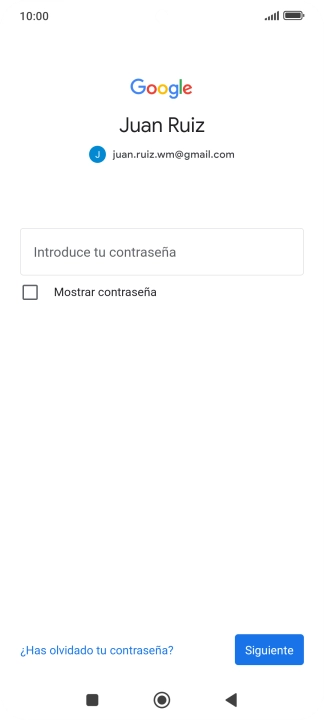 Pulsa Introduce tu contraseña e introduce la contraseña de tu cuenta de Google. Pulsa Introduce tu contraseña e introduce la contraseña de tu cuenta de Google.