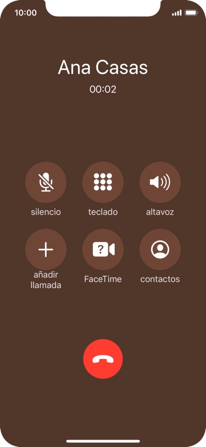 Pulsa el icono de finalizar llamadas para colgar. Pulsa el icono de finalizar llamadas para colgar.