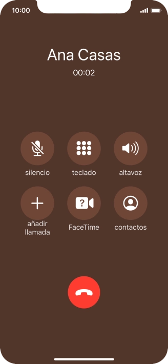 Pulsa el icono de finalizar llamadas para colgar. Pulsa el icono de finalizar llamadas para colgar.